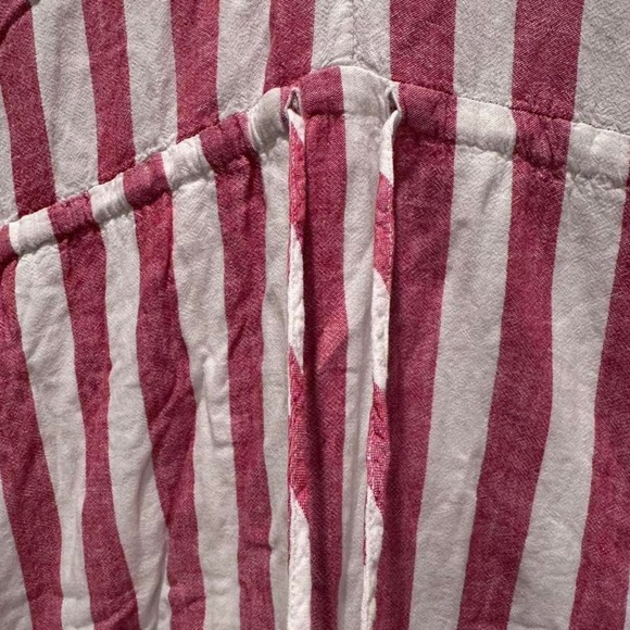 Rails Ren Drawstring Waist Mini Dress Seville Pink White Strip Sz Small Linen - Picture 8 of 10
